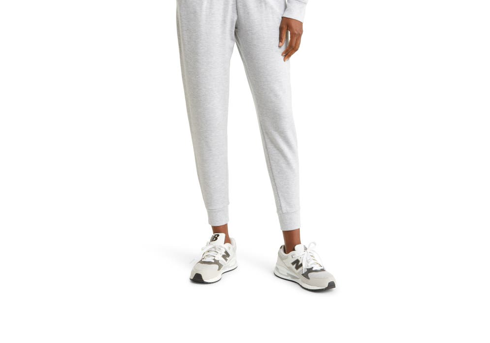 Calça de moletom Zella feminina cinza claro mesclado com bolso aconchegante, tamanho grande