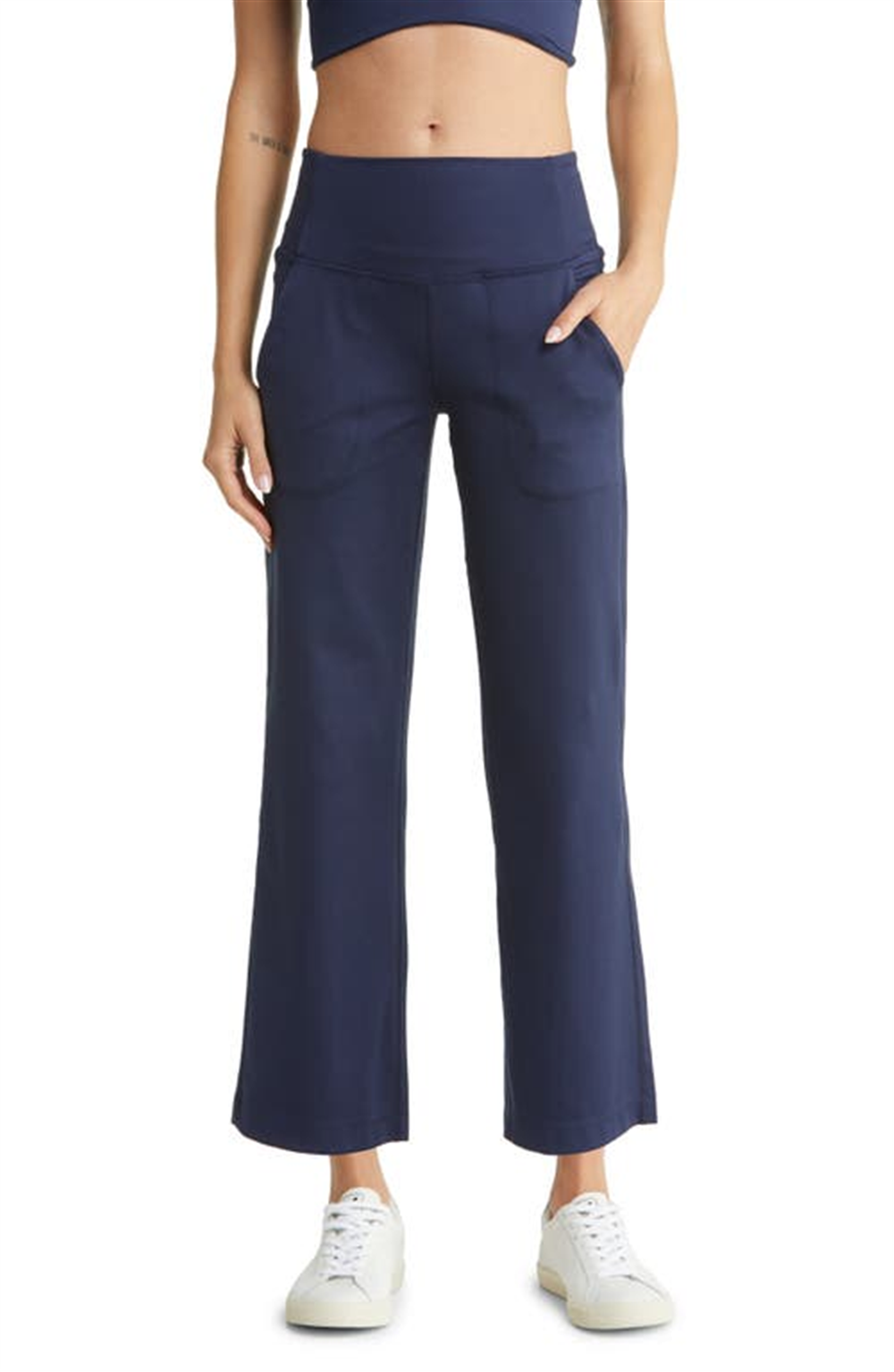 Legging Zella Feminina Azul Marinho Nightfall Renew Cintura Alta Bolso Flare Tornozelo Tamanho Médio