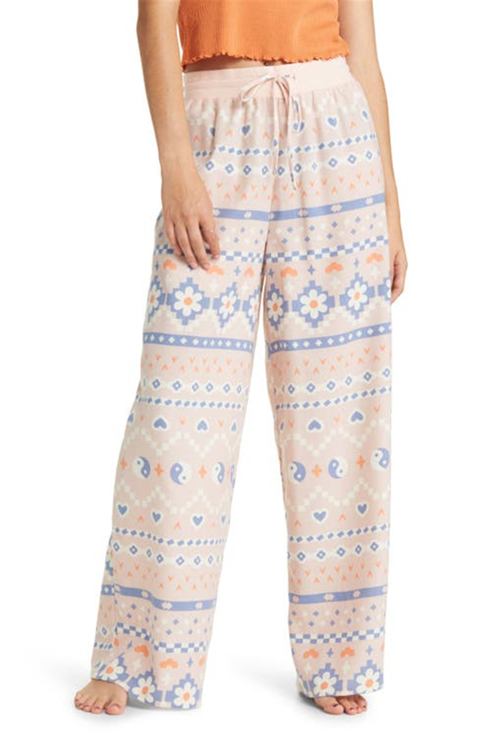 Calça de pijama feminina BP. Pink Smoke Holiday Fairisle, tamanho pequeno