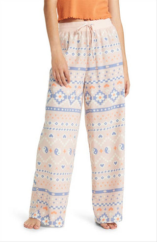 Calça de pijama feminina BP. Pink Smoke Holiday Fairisle, tamanho pequeno