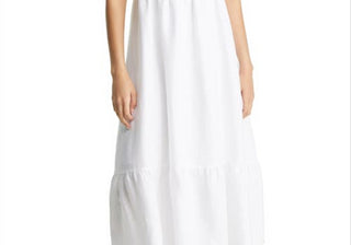 Vestido de linho Lucila com babados Reformation em branco, tamanho 6