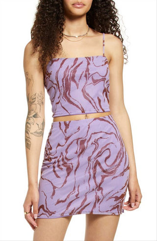 Camisola curta de malha mármore roxa tamanho grande Bp.