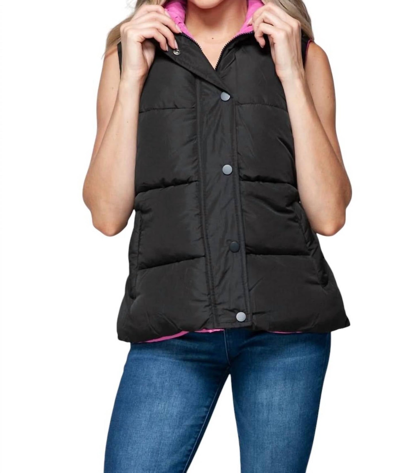 Snobbish - Hooded Vest With Snap And Zip Closure