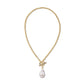 Eklexic - Women's Micro Royal Toggle & Xl Baroque Pearl Pendant Necklace