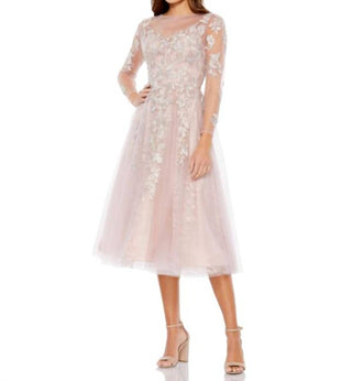 Mac Duggal - Vestido com decote transparente e manga ilusão