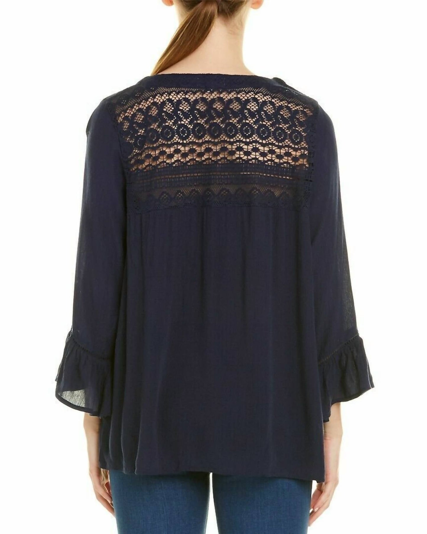 Jennifer & Grace - Boho Blouse Top Lace Front and Back Blouse