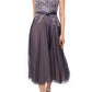 Xscape Beaded Fit & Flare Cocktail Dress in Grey/Blush, Size 16