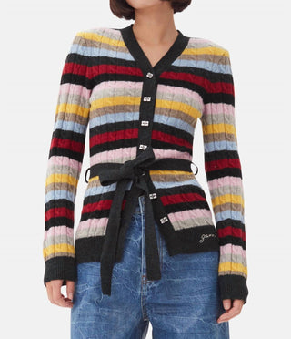 Ganni - Cardigan com cinto misto