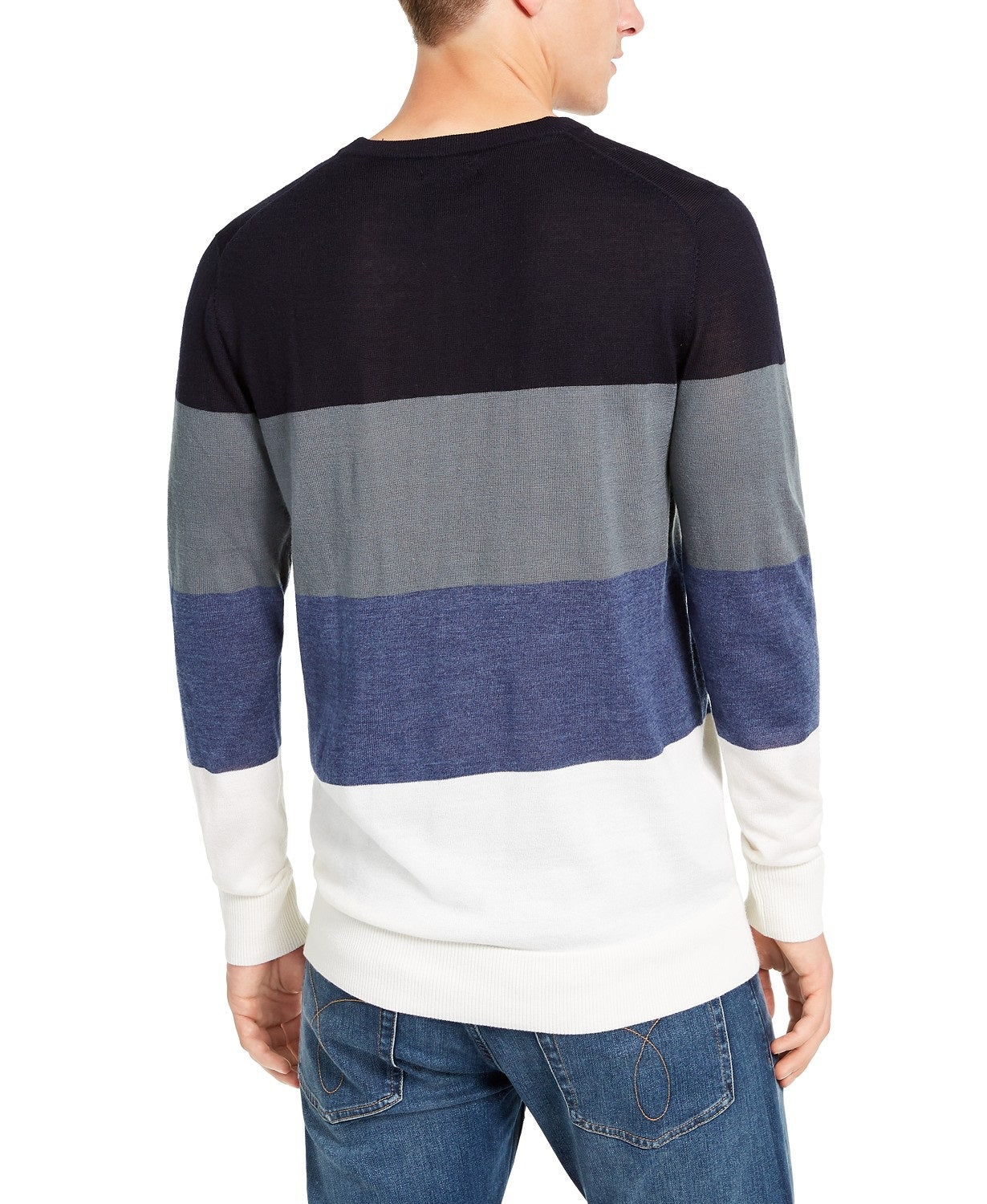 Suéter DKNY Henley Colorblock Masculino Azul Marinho Tamanho P
