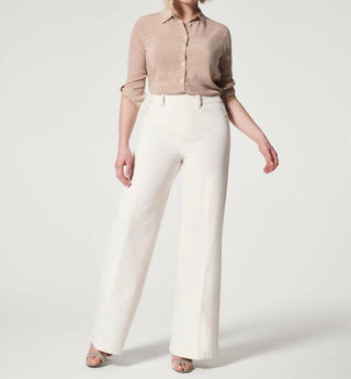 Spanx - Calça jeans larga com costura frontal