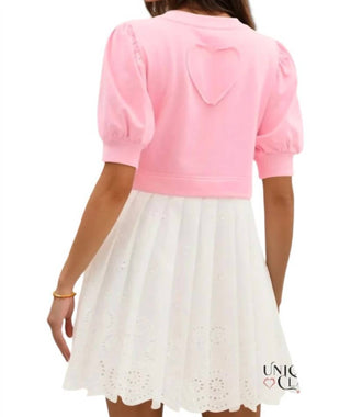 Entro - Brenda Two-Tone Pleated Eyelet Mini Dress