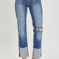 Risen - High Rise Ankle Straight Wide Cuffed Jeans