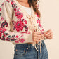 &Merci - Floral Knit Tie-front Sweater Cardigan