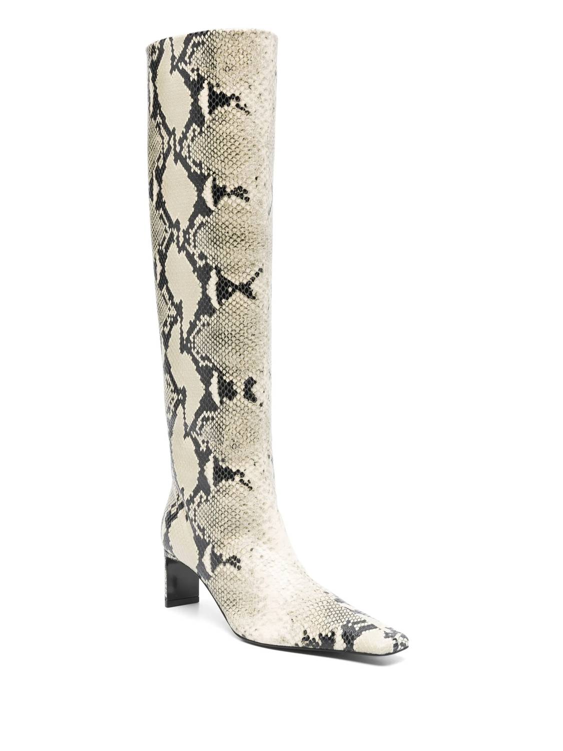 Khaite - Ona 55mm Snake Effect Leather Knee Hi Boots
