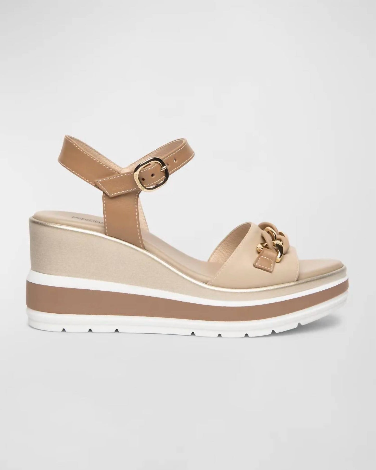 Nerogiardini - Women's Leather Chain Wedge Platform Sandals