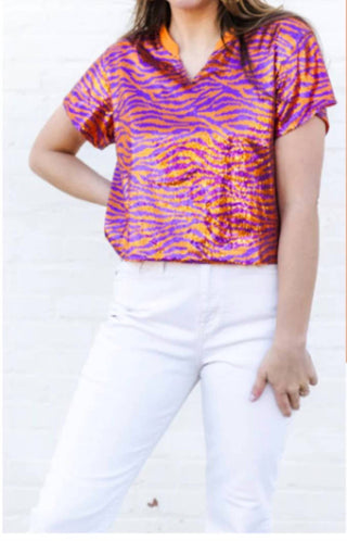 Mary Square - Blusa de lantejoulas Diane para o dia do jogo