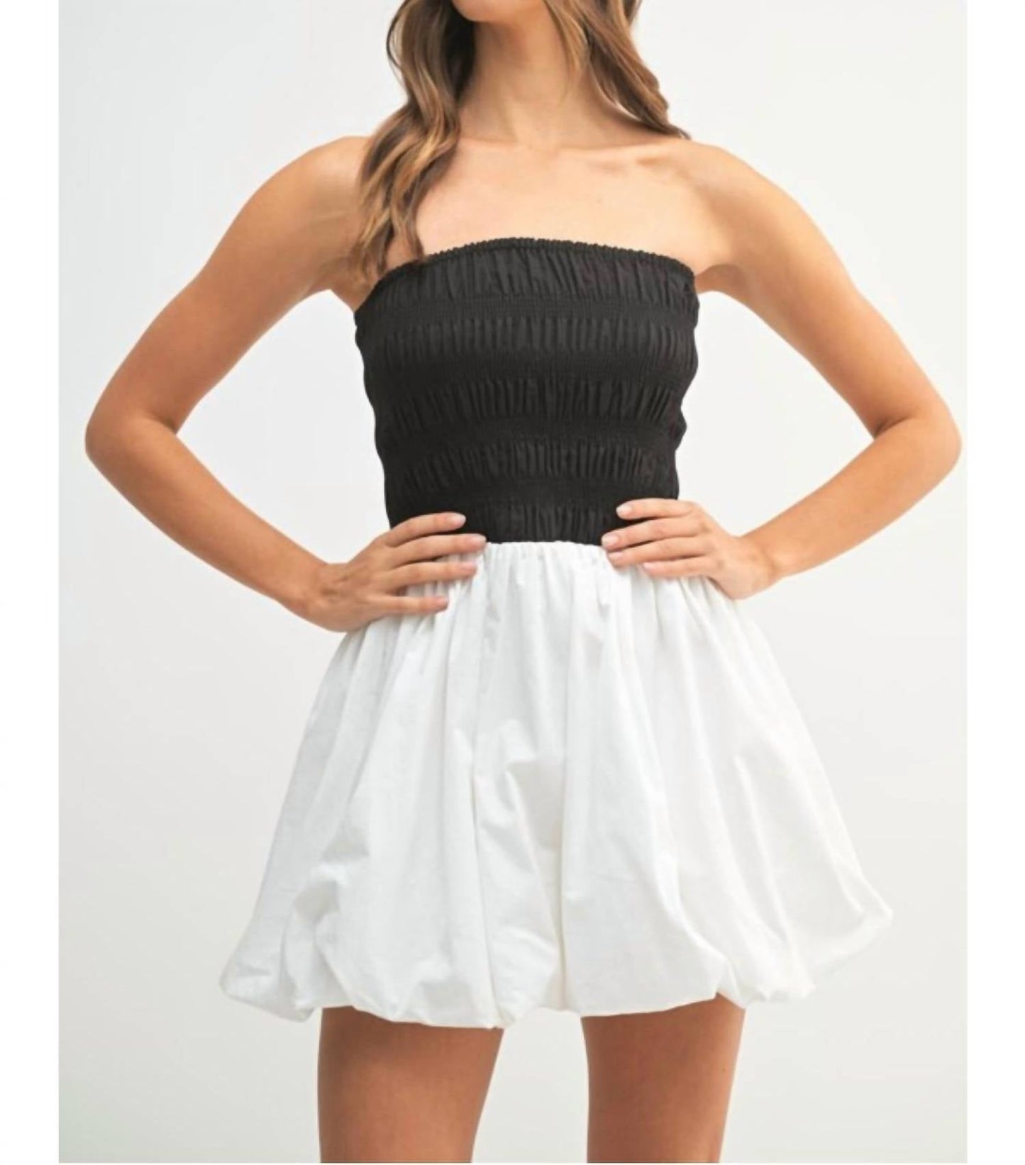 Mable - Strapless Smocked Mini Dress