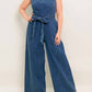 Flying Tomato - V-neck Wide Leg Jumpsuit - Plus