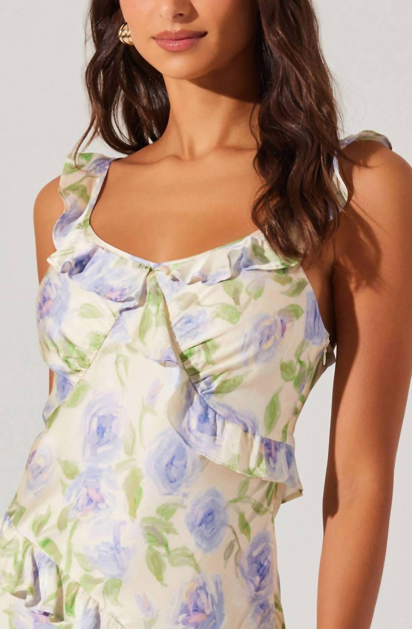 Astr - Rosalina Satin Ruffle Midi Dress