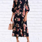 Diva Usa - Floral Midi Dress With Belt And Side Pockets