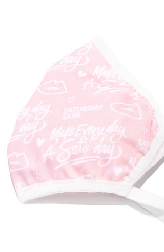 Máscara facial de algodão reutilizável Saturday Skin, rosa, pacote com 4