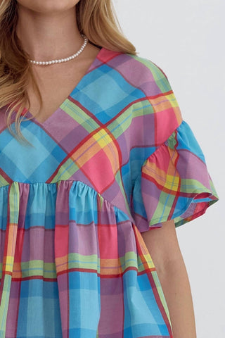 Entro - Top Babydoll Xadrez Primavera