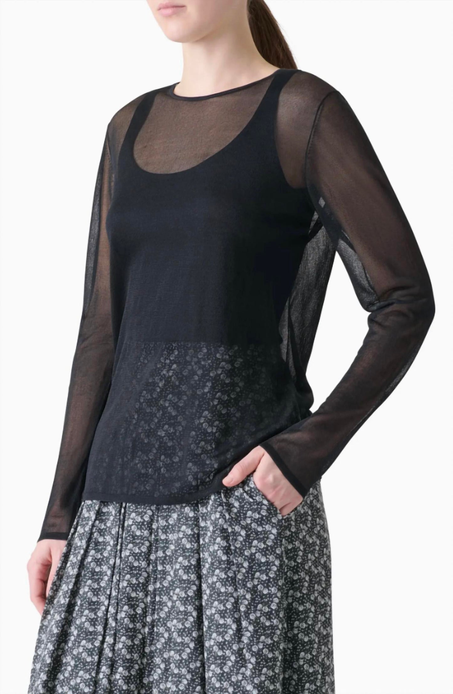 Akris - Sheer Overlay Silk Sweater Tank
