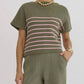 Entro - Mock Neck Striped Top