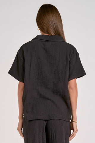 Elan - Blusa de gaze praiana com decote em V