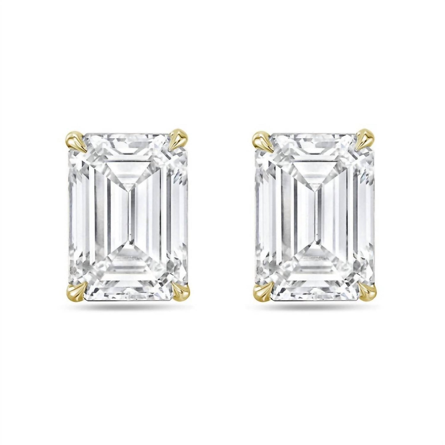 Diana M Jewels - Brincos de pino com lapidação esmeralda cultivada em laboratório de 5,00 cts