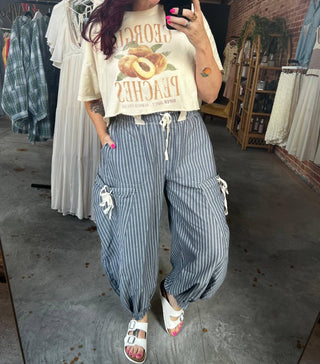 Ee:Some - Striped Drawstring Jogger Pants