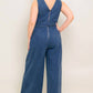 Flying Tomato - V-neck Wide Leg Jumpsuit - Plus