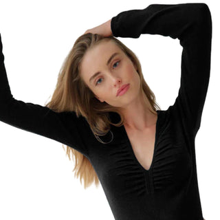 Autumn Cashmere - Ruched Slim V Neck Top