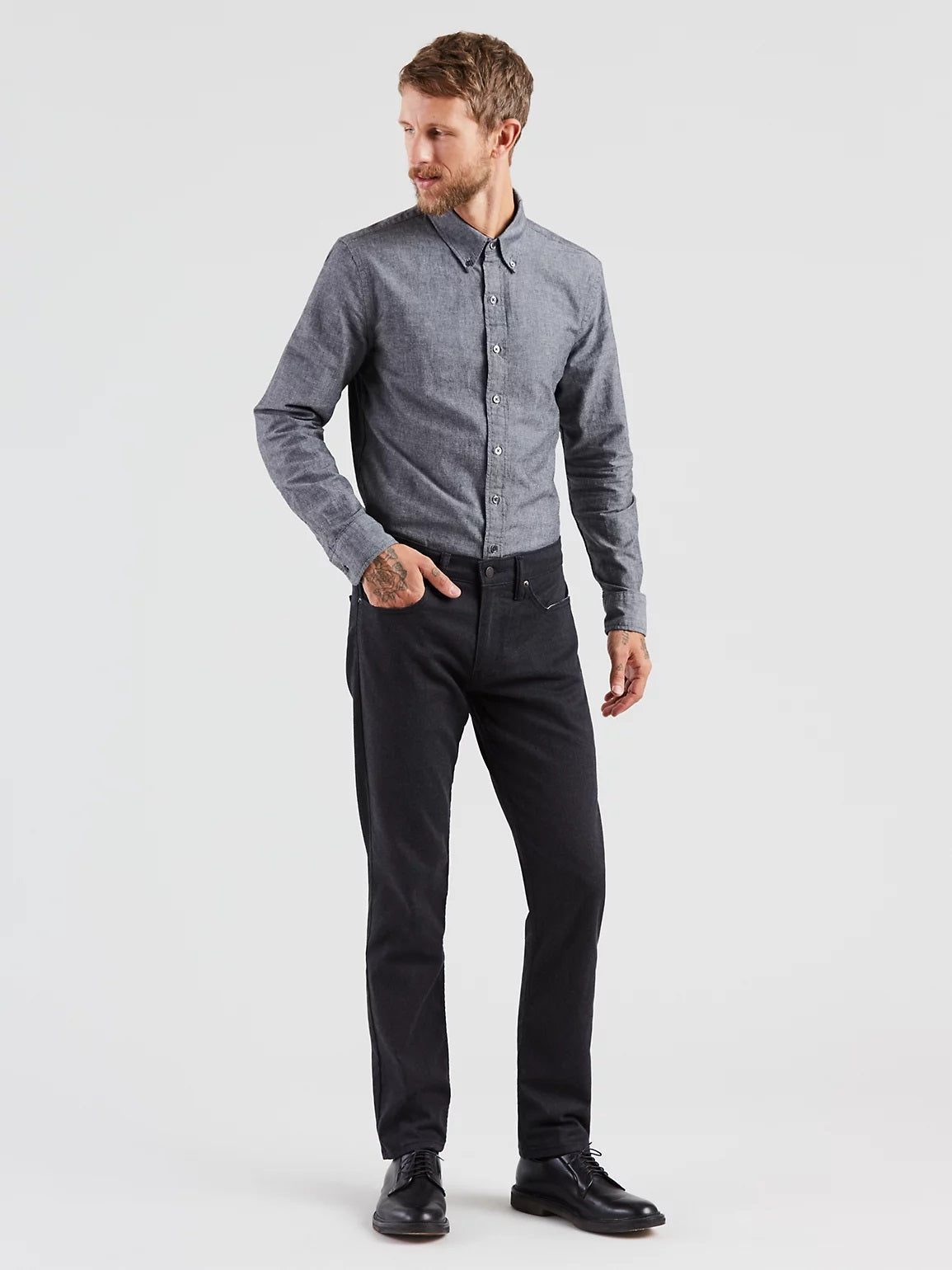 Calça jeans Levi's 511 Slim Fit de flanela elástica masculina, cinza, tamanho 36x34