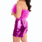 Buddylove - Fancy Strapless Feather Crop Top