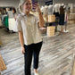&Merci - Striped Bubble Sleeve Button Down Shirt