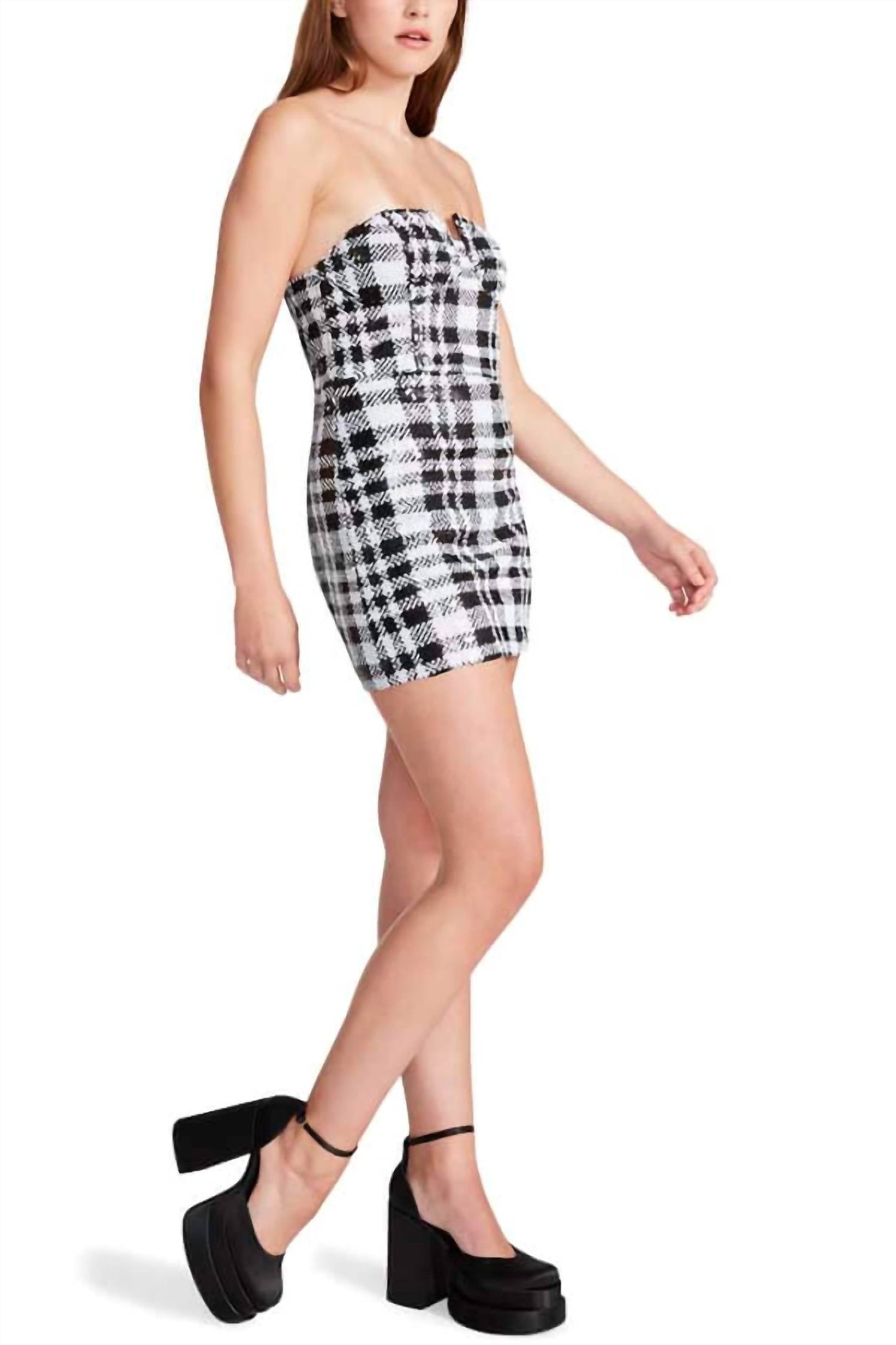 Steve Madden - Reta Sequin Plaid Strapless Minidress