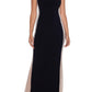 Xscape Embellished One Shoulder Evening Gown Black Nude Silver Size 4