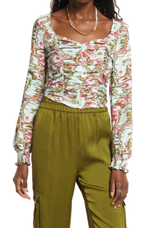 Ruched Crop Top - Blue Green Ripple