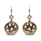 18K Yellow Gold 1 2/3 Cttw Diamond and Blue Sapphire Bezel Set Gemstone Cluster Medallion Dangle Earrings (Brown and G-H Color, SI1-SI2 Clarity)