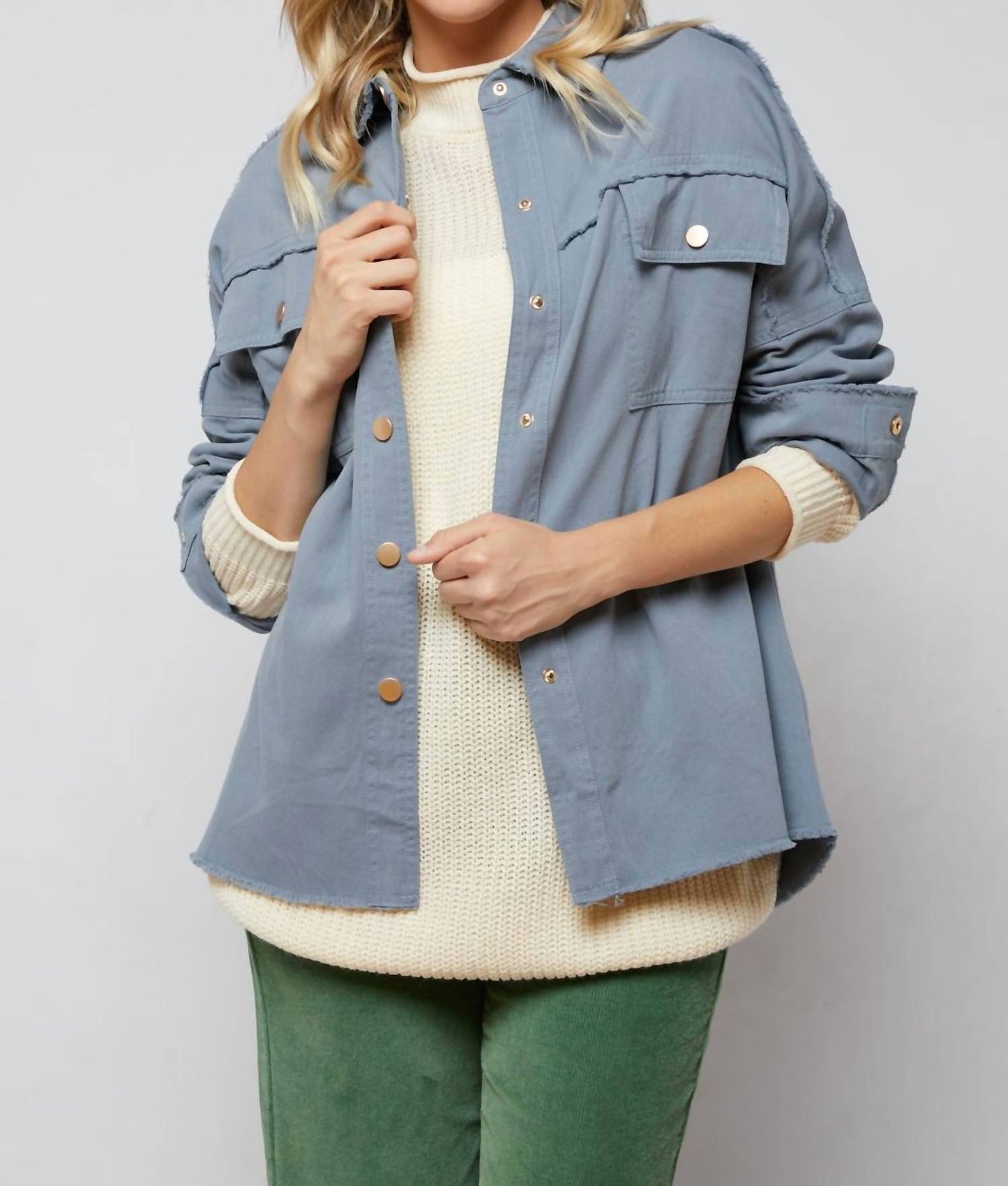Davi & Dani - Sequin Long Sleeve Button Down Jacket