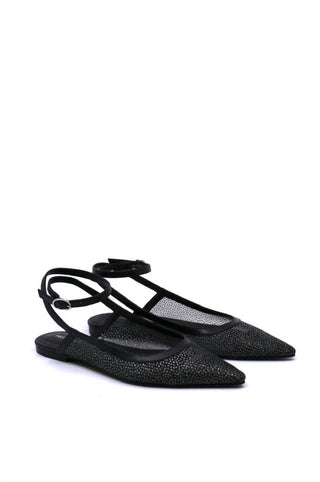 Free People - Sapatos Jules Flat com Glitter Transparente para Mulher