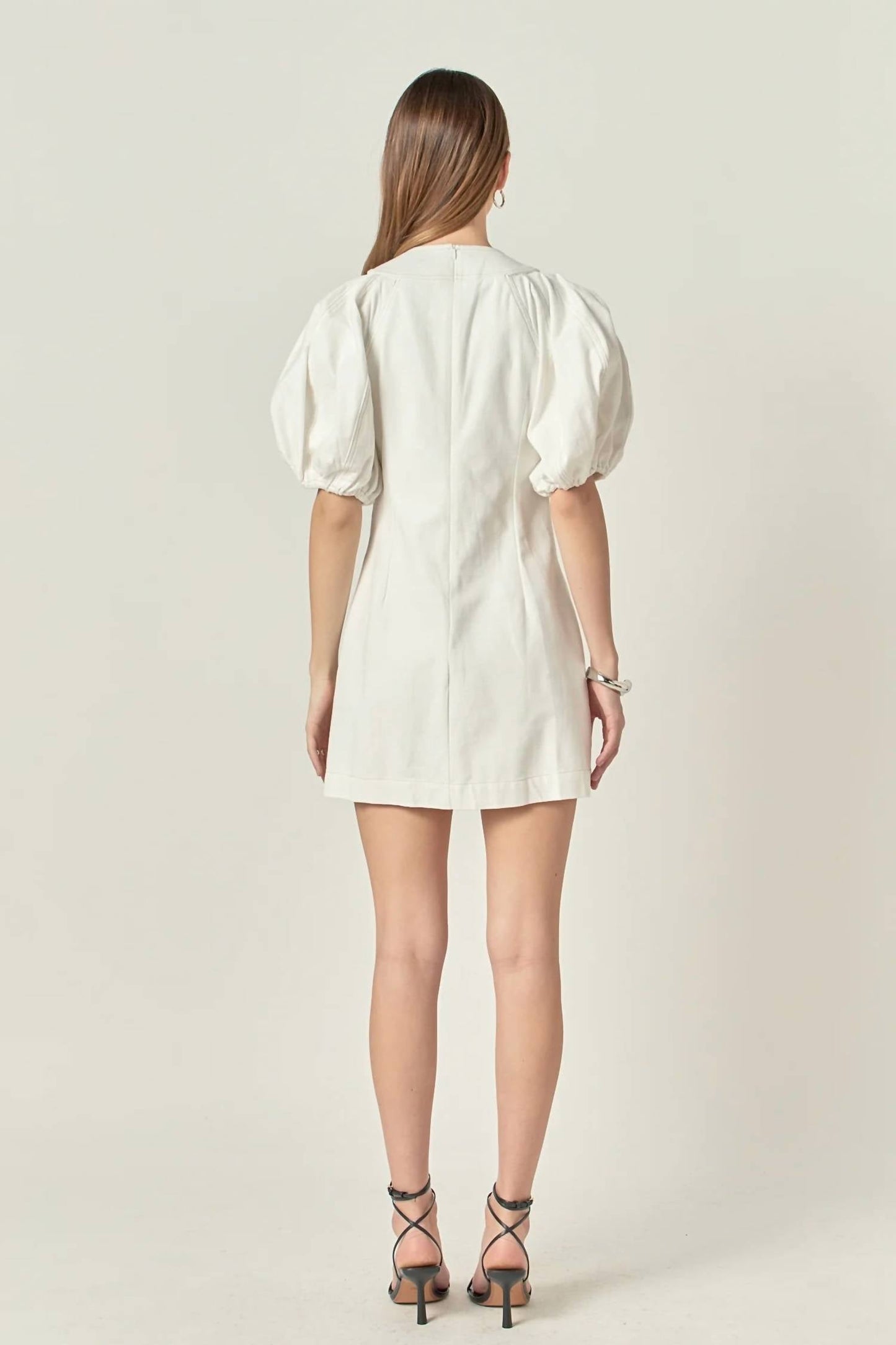 2.7 August Apparel - Laced Up Puff Sleeve Mini Dress