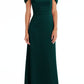 Dessy Collection Off the Shoulder A-Line Charmeuse Gown in Evergreen, Size 16
