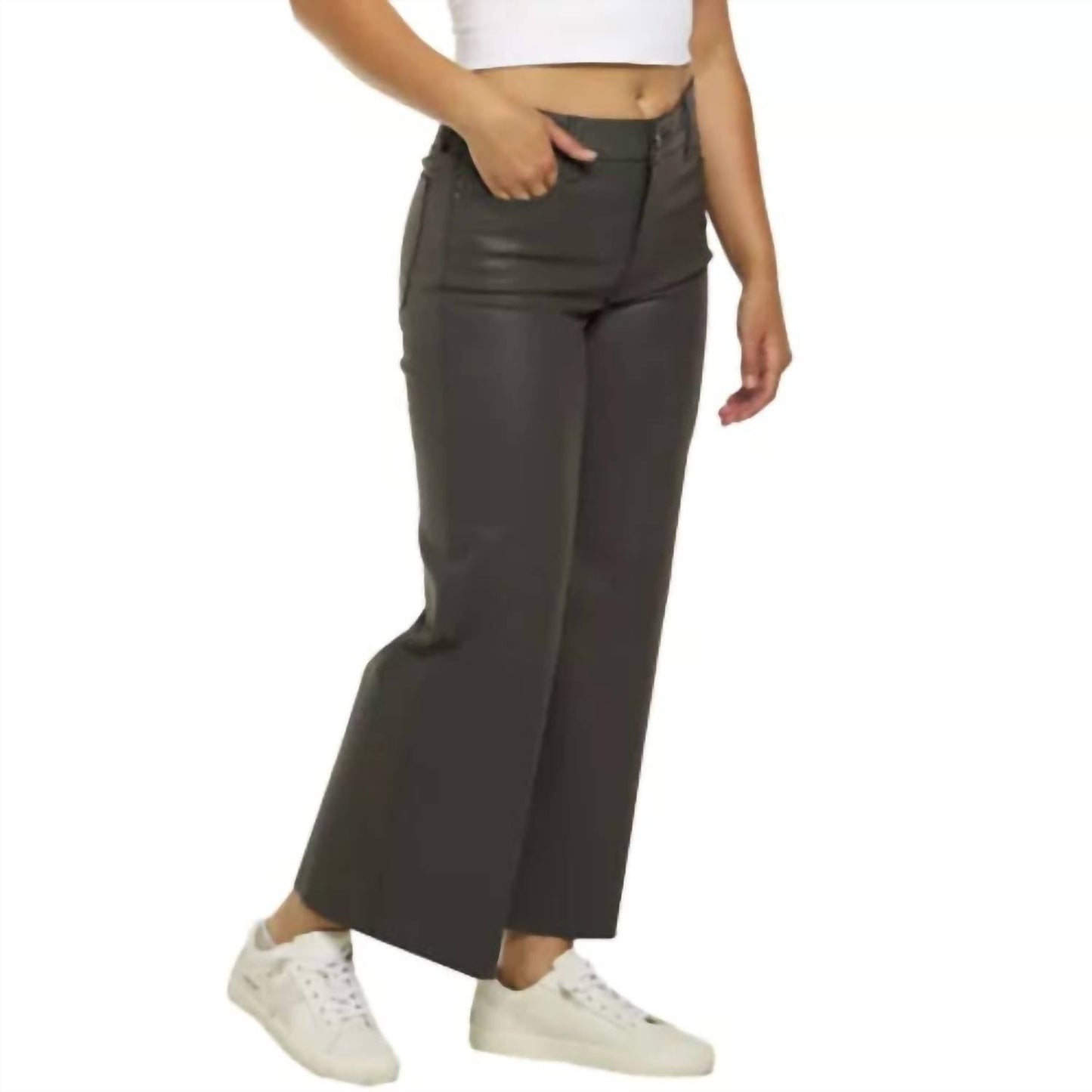 Kut From The Kloth - Meg Coated High Rise Fab Ab Ankle Wide Leg Jeans