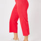 Judy Blue - High Waist Red Garment Dyed Tummy Control Crop Wide Leg