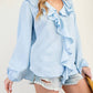 Easel - Ruffled Poplin Woven Blouse