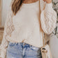 1 The Woman - Hollow-out Puffy Sleeve Knit Sweater