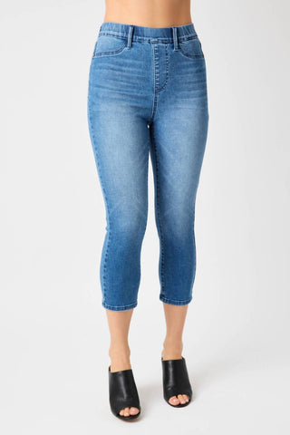Judy Blue - Calça jeans de cintura alta com ajuste por cadarço