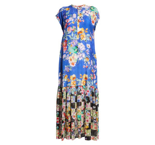 Johnny Was - Vestido longo com babados Alba e babados Sky Flower